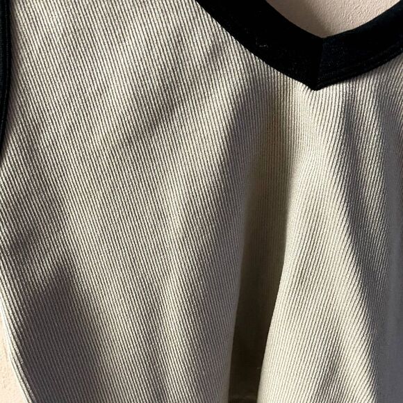 Forever 21 Ribbed Taupe & Black Trimmed V-Neck Cropped Top Size M EUC - Picture 9 of 11